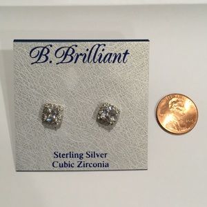 Brand new button sterling cubic zirconia studs